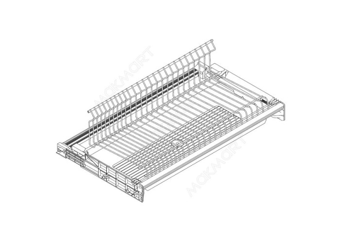 Сушка 1-уровневая в базу 450/16, с рамкой, поддон (пластик), отделка серая