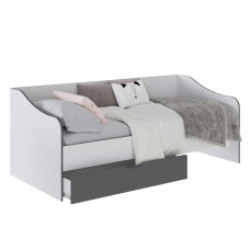 Кровать с ящиком Тэбби белый/графит серый