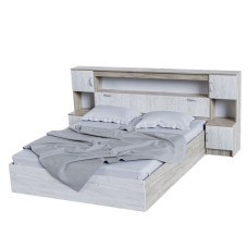 Кровать с прикроватным блоком Басса КР 552 1600*2000 мм дуб крафт белый/дуб крафт серый