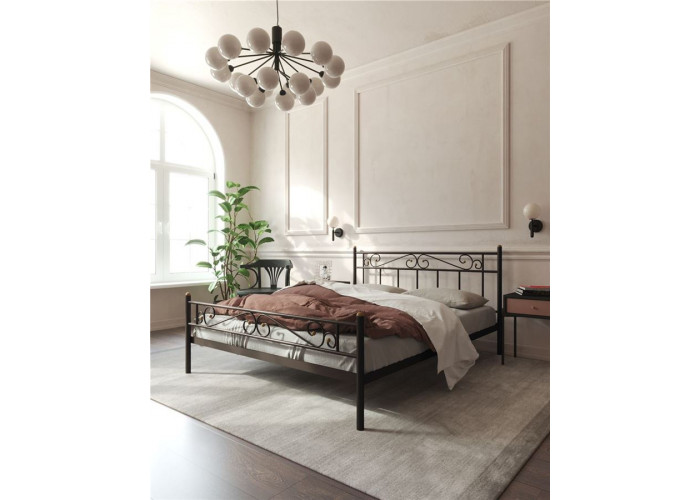 Кровать с изножьем "Франческа"  (120х200/ноги металл/цвет Коричневый бархат)