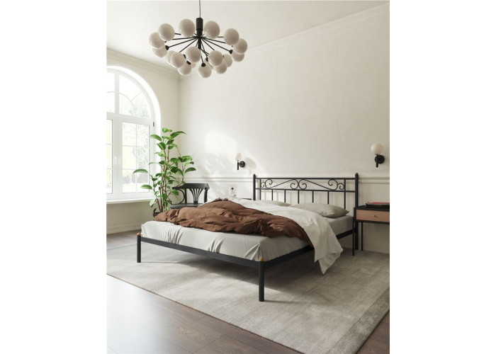 Кровать "Франческа" без изножья (140х200/ноги металл/цвет Черный)