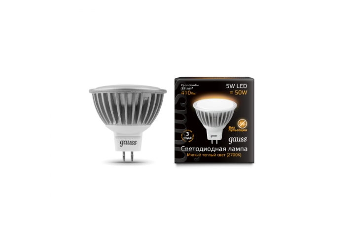 Лампа Gauss LED MR16 GU5.3 5.5W SMD AC180-240V 2700K FROST (16516)