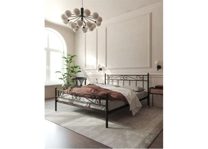 Кровать с изножьем "Франческа"  (160х200/ноги металл/цвет Коричневый бархат)