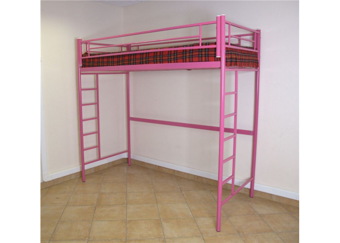 Кровать чердак  (Розовый/90х190)