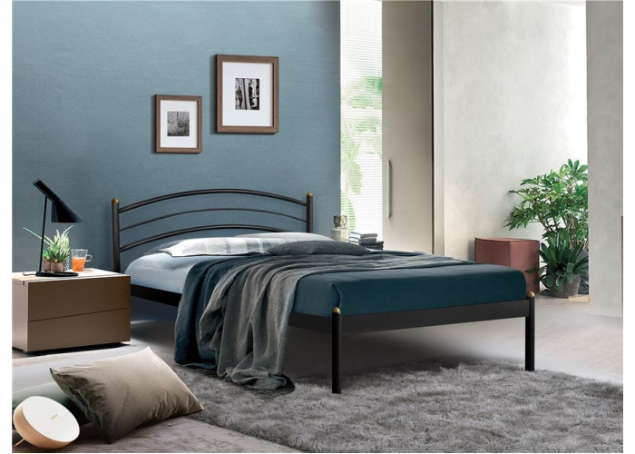 Кровать односпальная ЭКО+ (90х200/металлическое основание) Черный