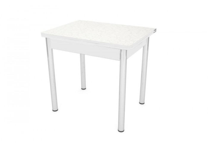 Стол обеденный ЛС-831 (пластик 4061 лоза серебро/ ноги Хром/кромка+подстолье серый)