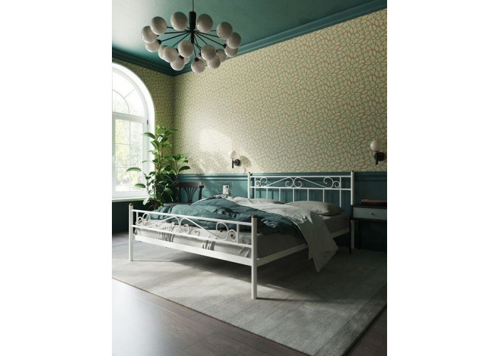 Кровать "Франческа" с изножьем (140х200/ноги металл/цвет Белый)