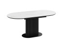 Стол обеденный раздвижной «Эридан» Тип 2 Черный муар, Керамика матовая белый мрамор