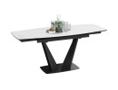 Стол раздвижной «Трэвис» Тип 1 Черный муар, Керамика матовая белый мрамор