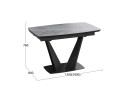 Стол раздвижной «Трэвис» Тип 1 Черный муар, Керамика матовая серый мрамор