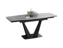 Стол раздвижной «Трэвис» Тип 1 Черный муар, Керамика матовая серый мрамор