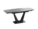 Стол раздвижной «Трэвис» Тип 1 Черный муар, Керамика матовая серый мрамор
