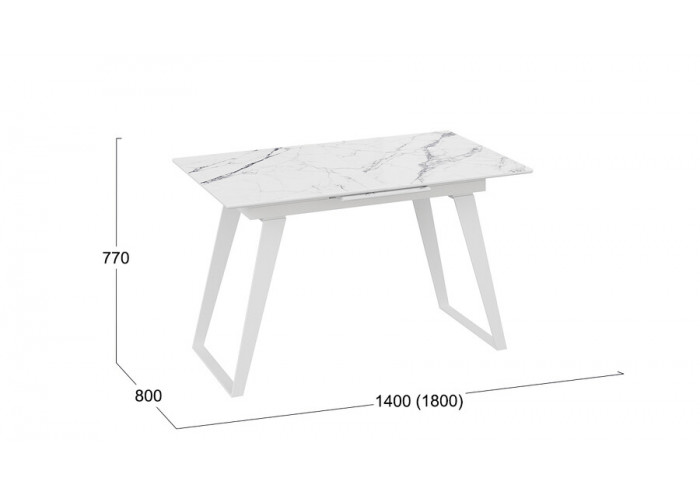 Стол обеденный «Техно» Белый муар, Стекло глянцевое белый мрамор