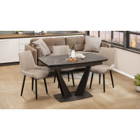 Стол раздвижной «Трэвис» Тип 1 Черный муар, Керамика матовая черный мрамор