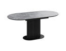 Стол обеденный раздвижной «Эридан» Тип 2 Черный муар, Керамика матовая серый мрамор