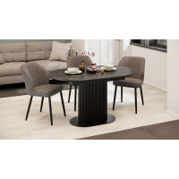 Стол обеденный раздвижной «Эридан» Тип 2 Черный муар, Керамика матовая черный мрамор