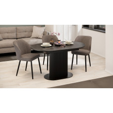 Стол обеденный раздвижной «Эридан» Тип 2 Черный муар, Керамика матовая черный мрамор Стол обеденный раздвижной «Эридан» Тип 2 Черный муар, Керамика матовая черный мрамор